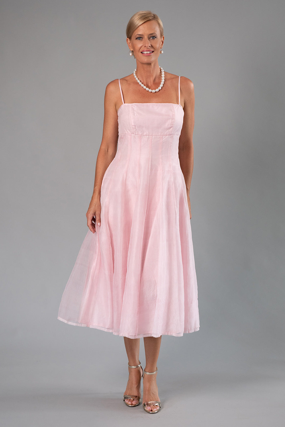 Living Silk - Tea Length Dress - Soft Pink